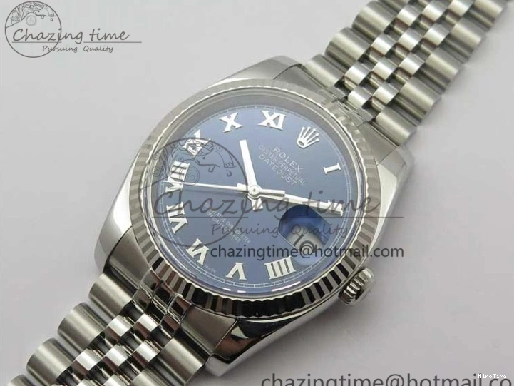 MiroTime 0801 DateJust 36 SS 116234 ARF 1:1 Best Edition 904L Steel Blue Dial Roman Markers on Jubilee Bracelet SH3135 V WellDesigned 3199